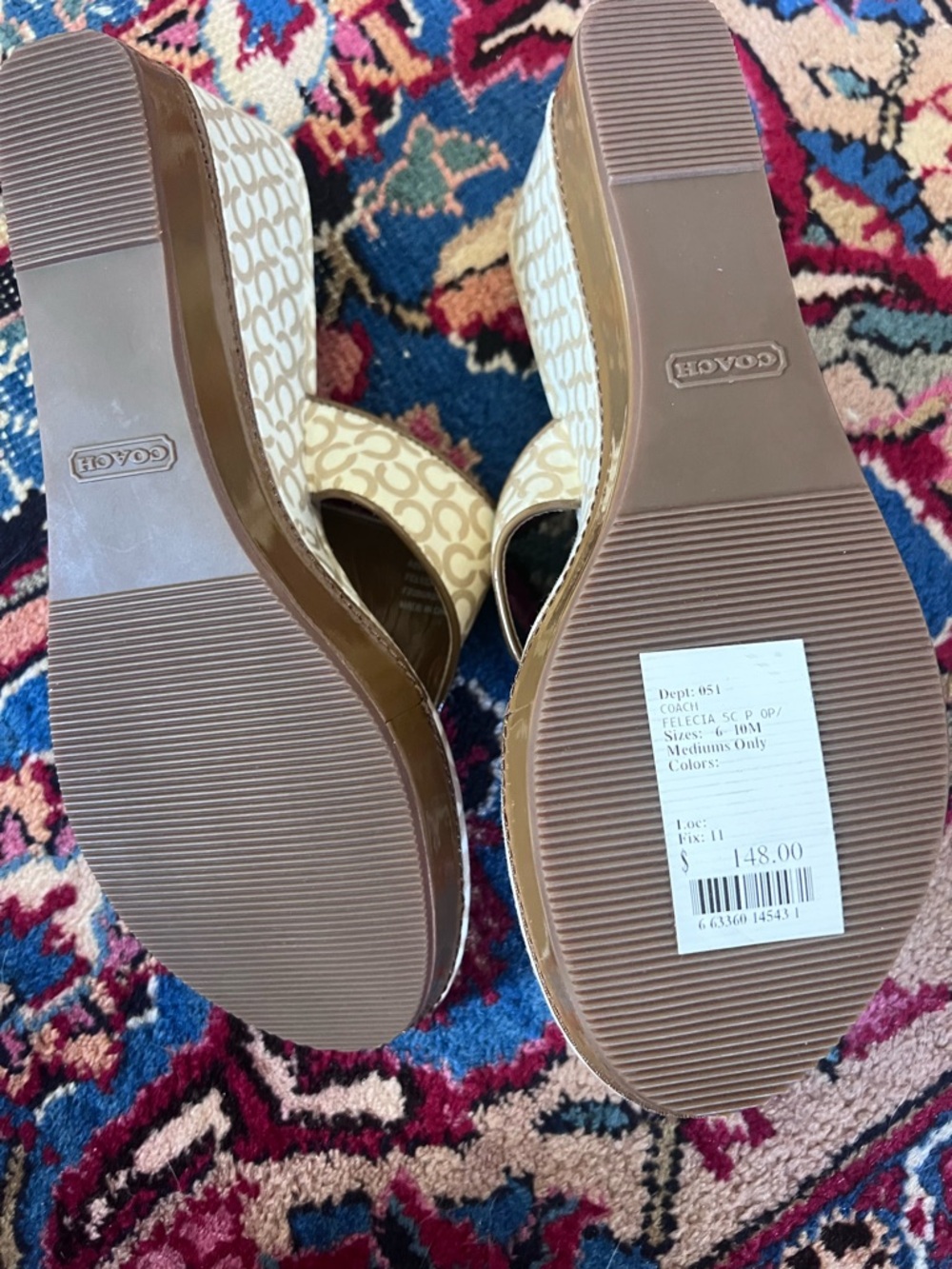 Coach Felicia Signature Wedge Flip Flops | Logo Print | Size 8.5 - Picture 4 of 5